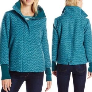 prAna Teal Chevron Teddy Wool Blend Jacket size S